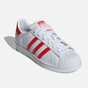 Adidas Original Women's Superstar White and Red, Size 8